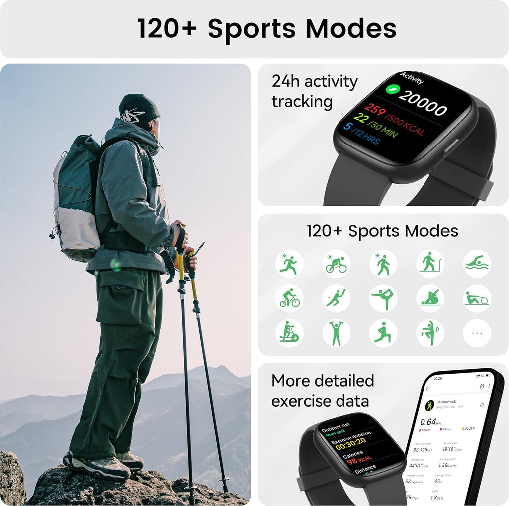 Smart Watch with Alexa Built-in, 1.83" HD Bluetooth Calling Fitness Tracker