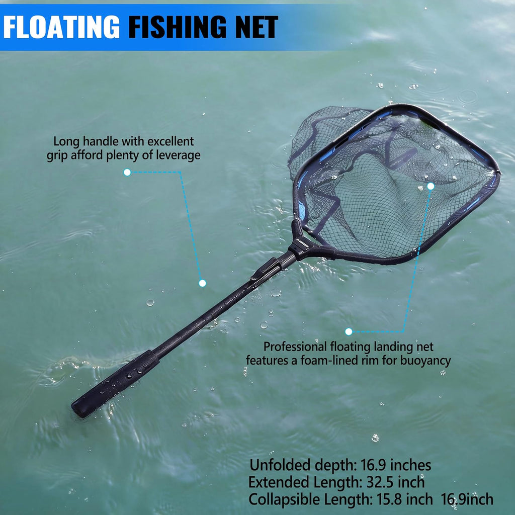 PLUSINNO Fishing Backpack with Fishing Net, Tackle Bag for Fishing Gear