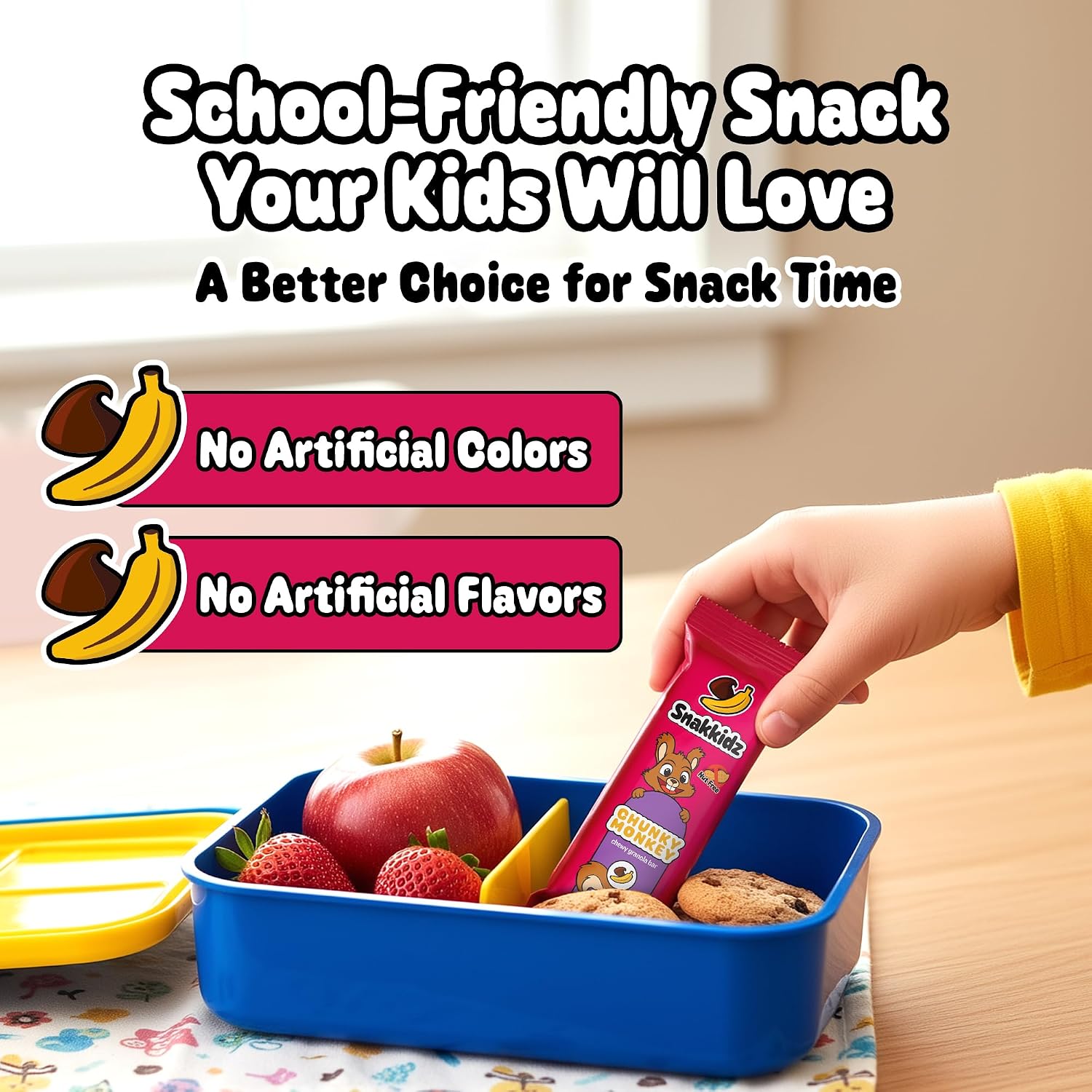 Snakkidz Organic Granola Bars, Chunky Monkey, Seed oil free, 45 Bars