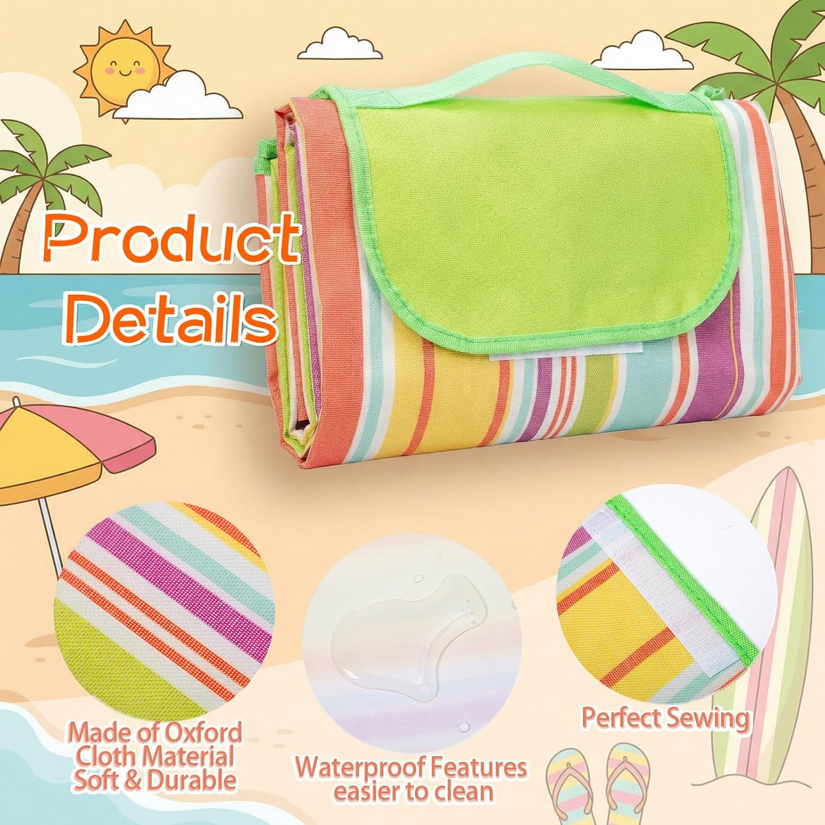 Shellwei 6 Pcs Picnic Blankets Waterproof Sandproof, 80 x 60 Inch