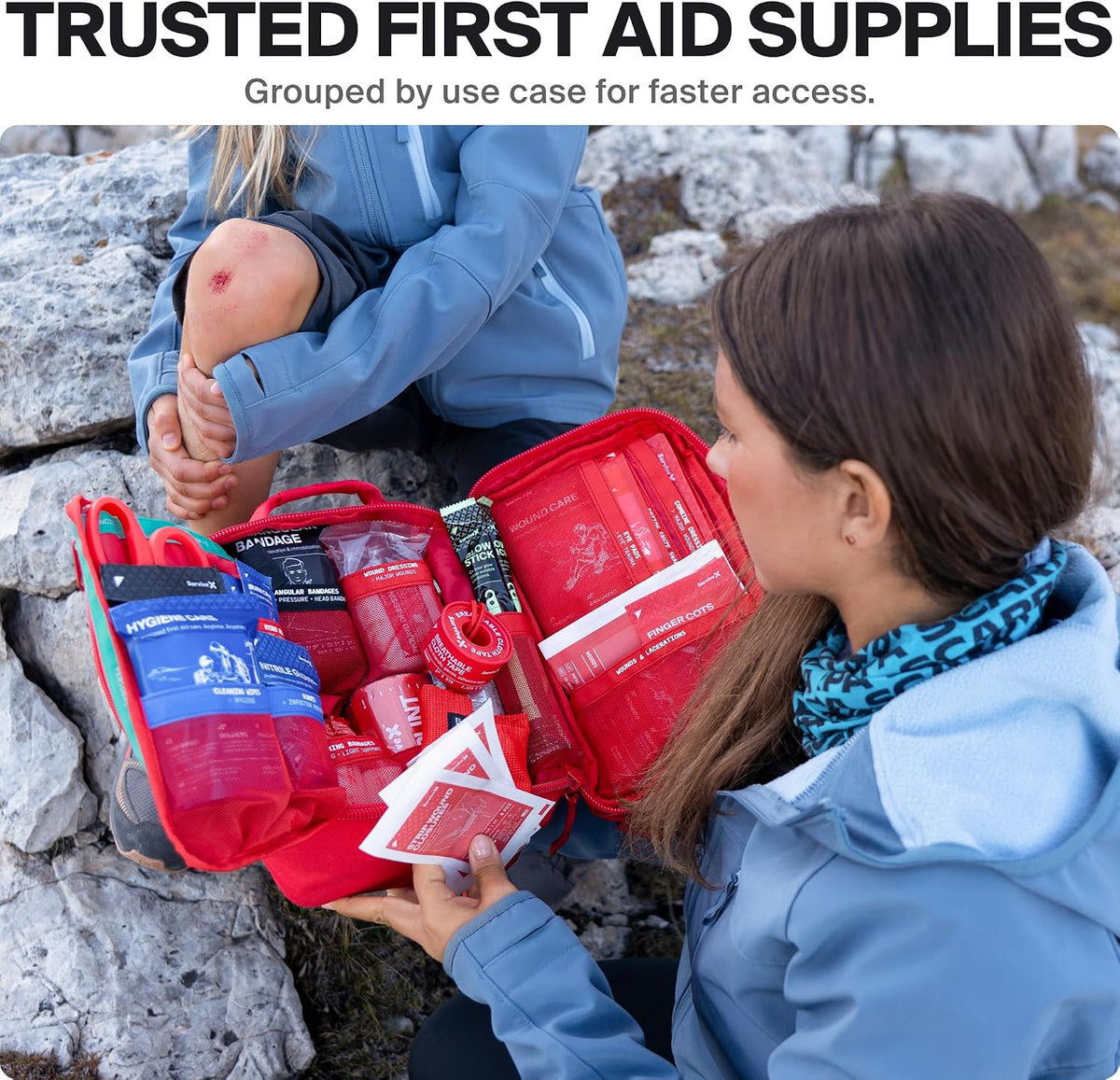 SurviveX Large First Aid Kit, Emergency Kit for 3-4 People
