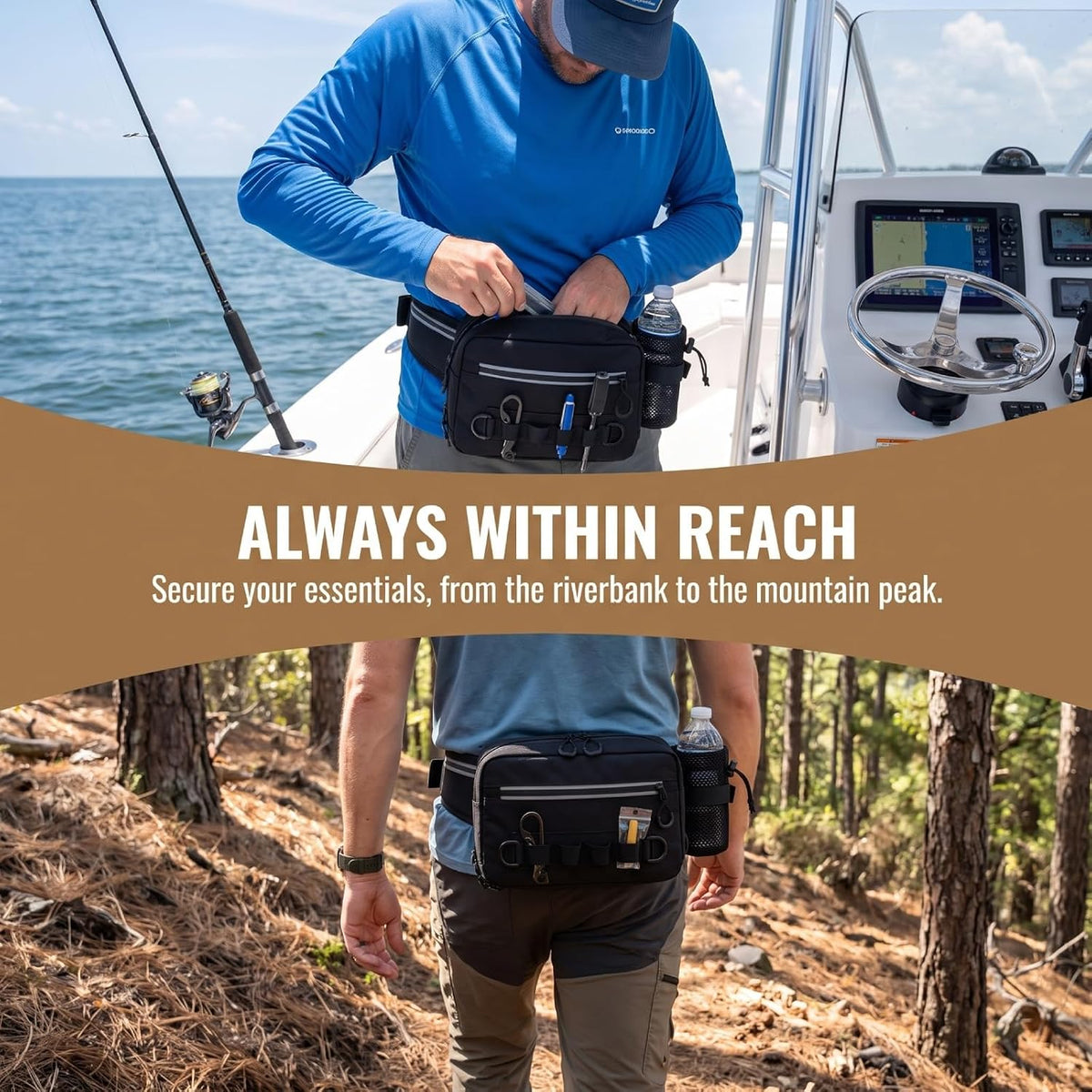 Fishing Waist Pack with Rod Holder, Waterproof Tackle Fanny Pack