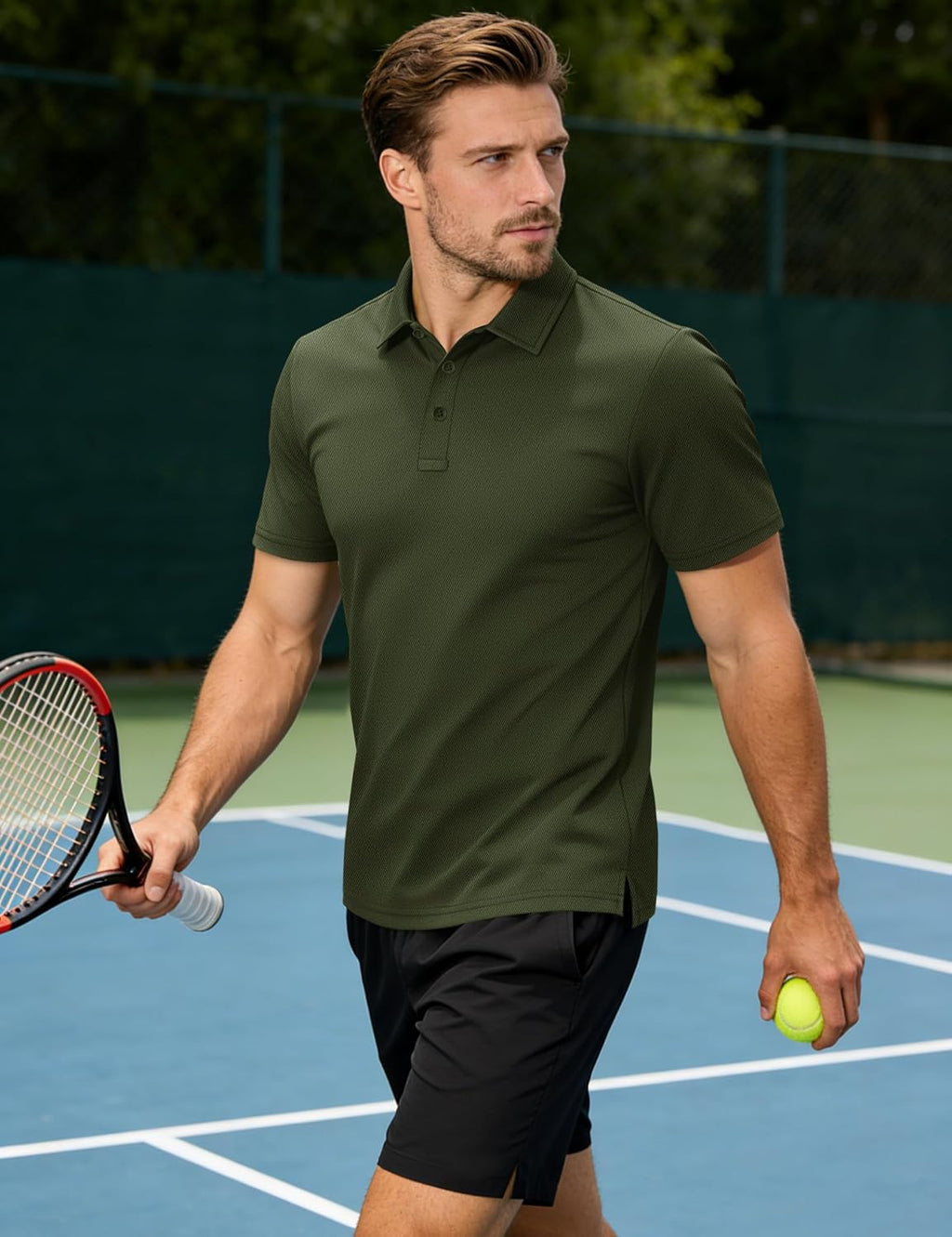 TACVASEN Men's Polo Shirts Short Sleeve Dry Fit Collared Golf Shirt