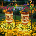 2 Pack Sunflower Solar Lanterns Outdoor Waterproof Solar Garden Decor, Birthday Gifts for Women Mom Grandma, Metal Hanging Lights with Shepherd Hook for Outside Yard Patio Pathway Backyard
