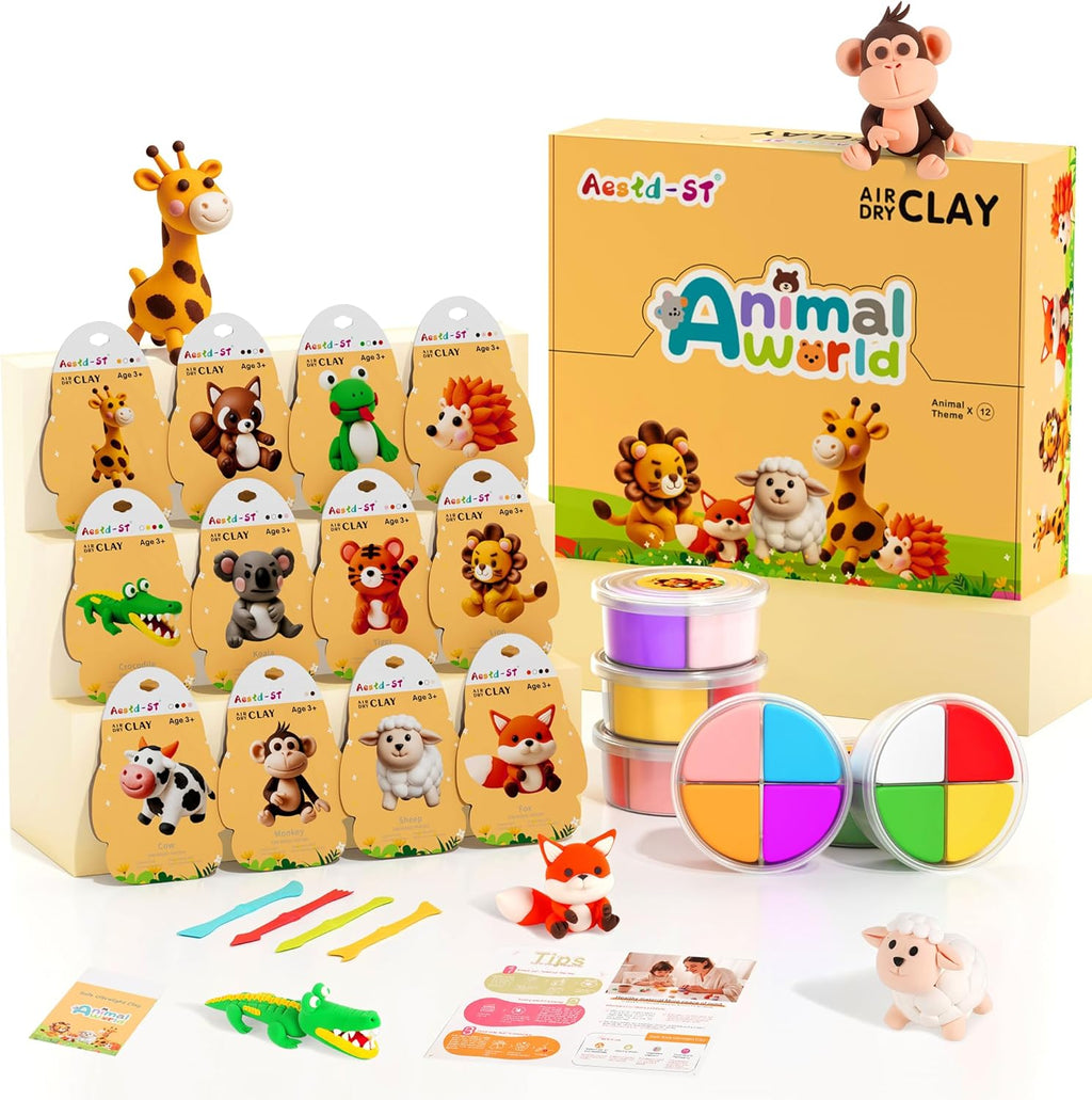 Aestd-ST Air Dry Clay Kit - Animal Theme, Modeling Clay for Kids