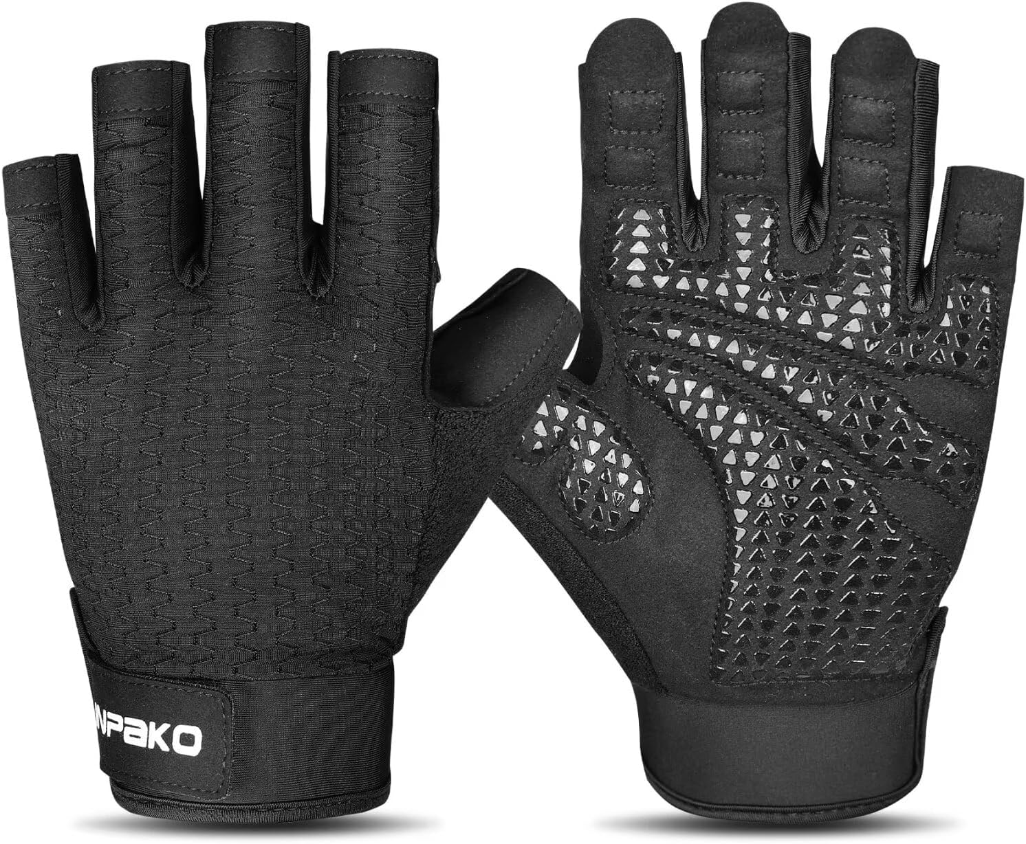 Workout Gloves for Men and Women, Half-Finger Gym Gloves, Shock-Absorbing, Anti-Slip & Breathable Exercise Gloves, Black