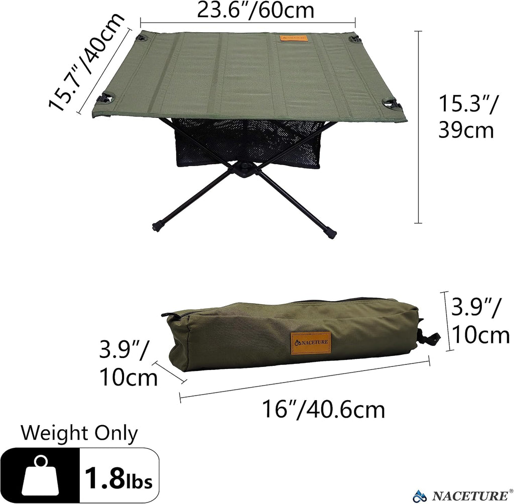 NACETURE Ultralight Camping Table, Foldable Backpacking Table with Mesh