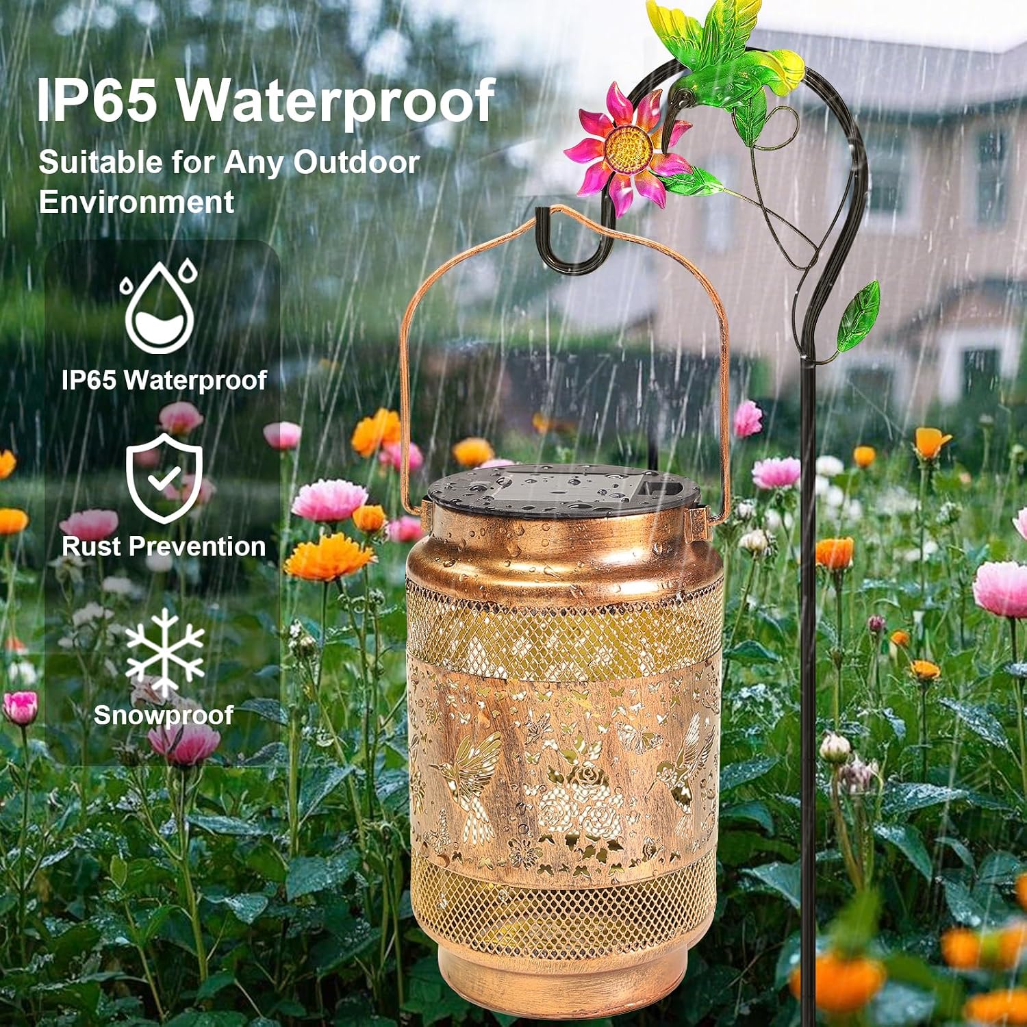Hummingbird Solar Lanterns Outdoor Waterproof with Shepherd Hook, Gifts for Birthday Women Mom Grandma, Metal Solar Hanging Lights Garden Decor for Outside Yard Patio Pathway Porch