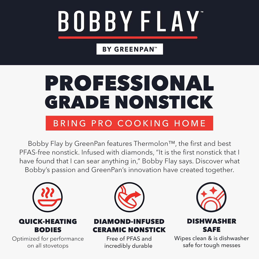 GreenPan x Bobby Flay 13 Piece Ceramic Nonstick Cookware Set, Cream White