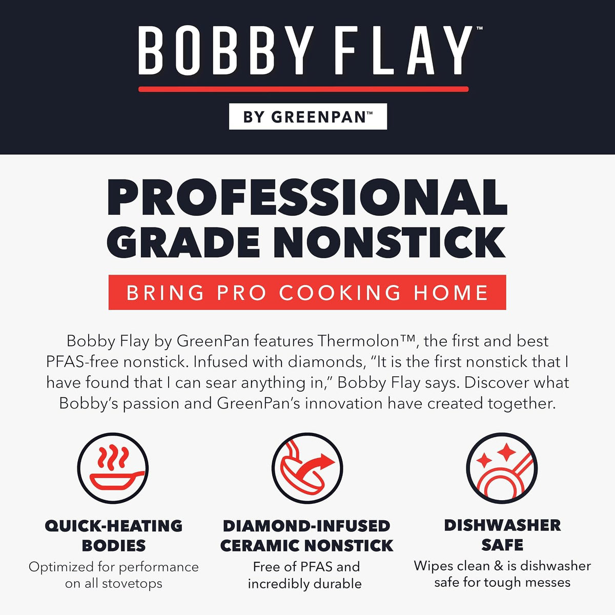 GreenPan x Bobby Flay 13 Piece Ceramic Nonstick Cookware Set, Cream White