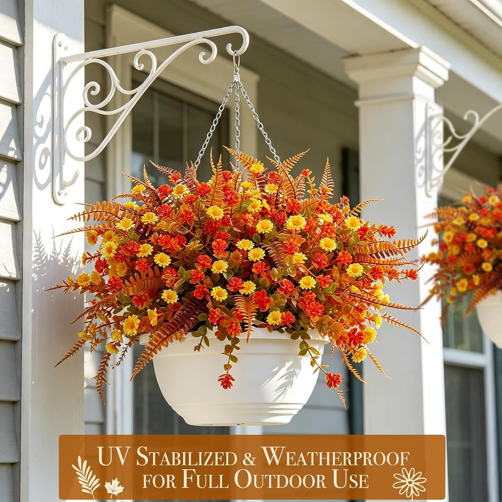 12 Bundles Artificial Fall Flowers for Outdoors Fall Decorations for Home