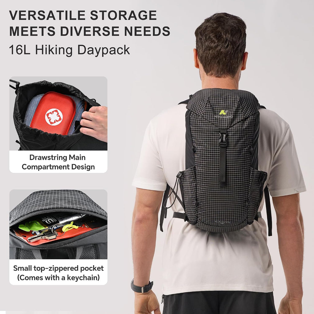 N NEVO RHINO 16L Hiking Backpack, Lightweight Daypack for Men Women