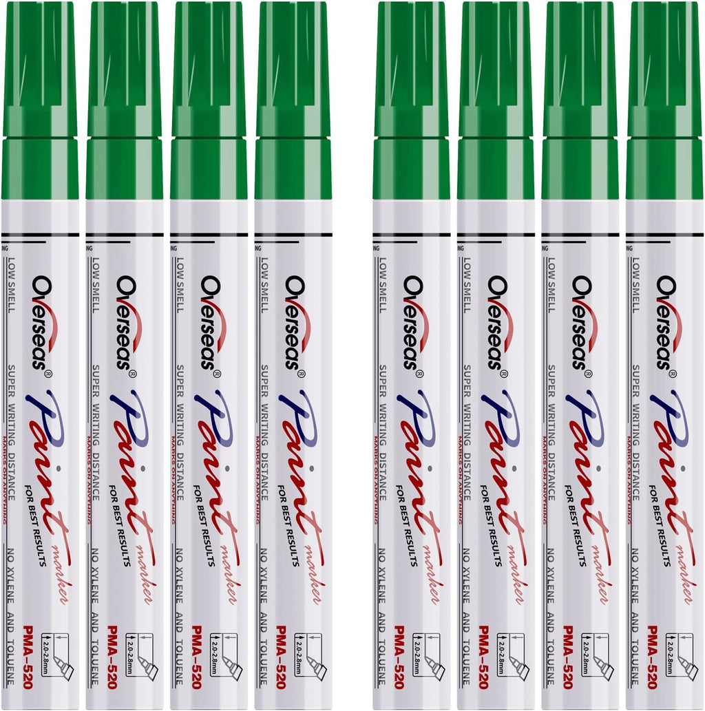 Overseas 8 Green Paint Pens Permanent Markers, Oil Based Paint Markers