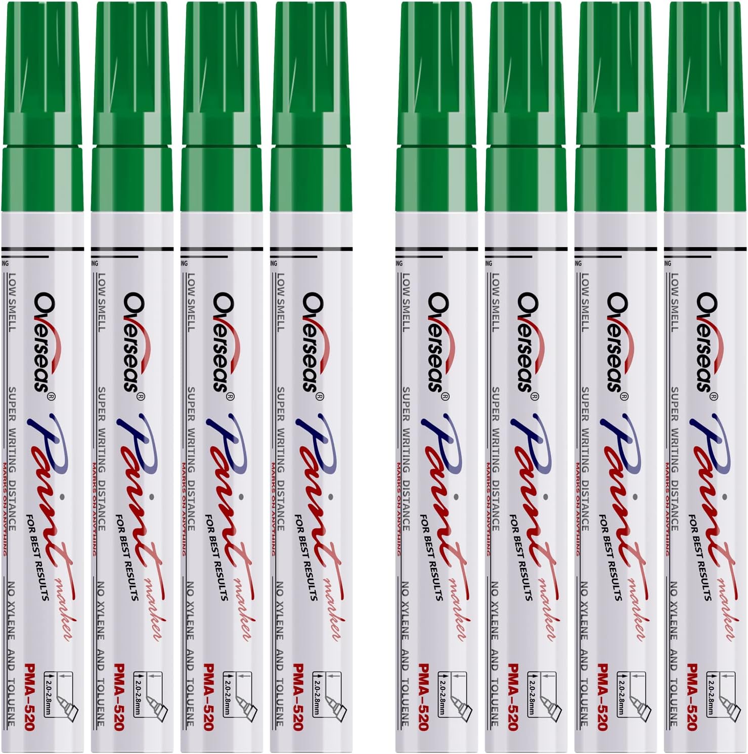 Overseas 8 Green Paint Pens Permanent Markers, Oil Based Paint Markers