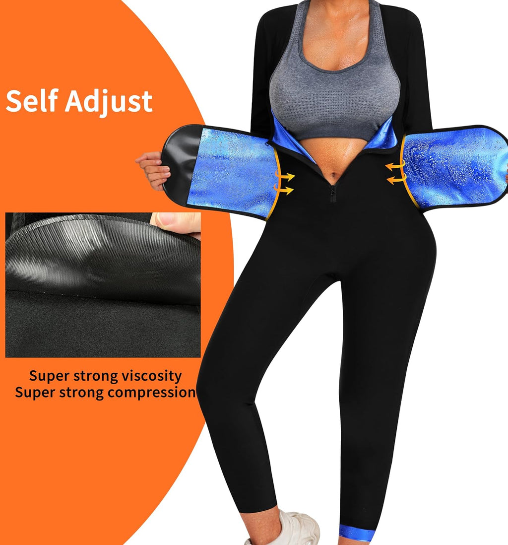Women Sauna Jumpsuit Sweat Suit Full Body Heat Trapping Workout