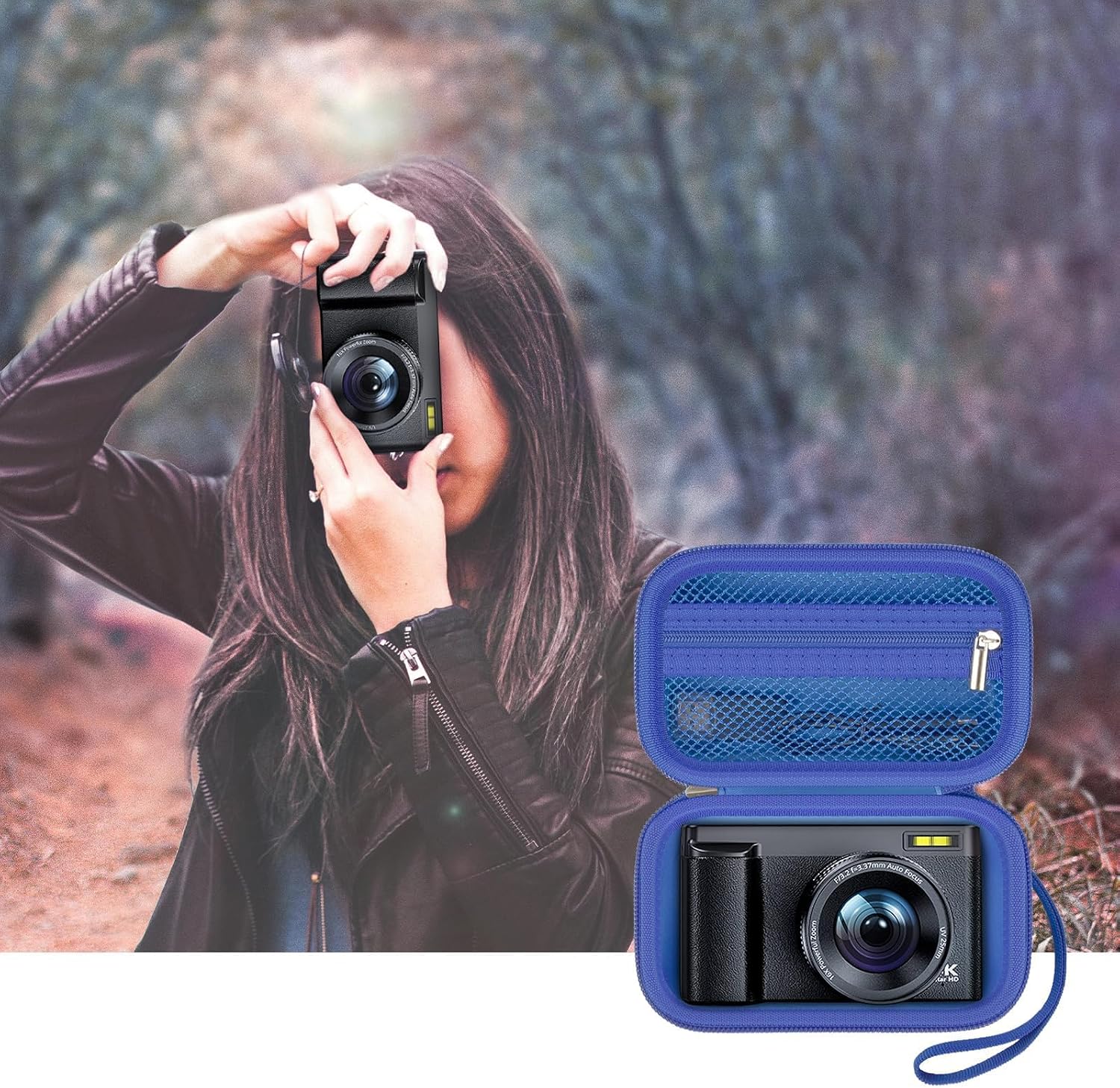 Digital Camera Case for Travelers & Vloggers, Case Only, Blue