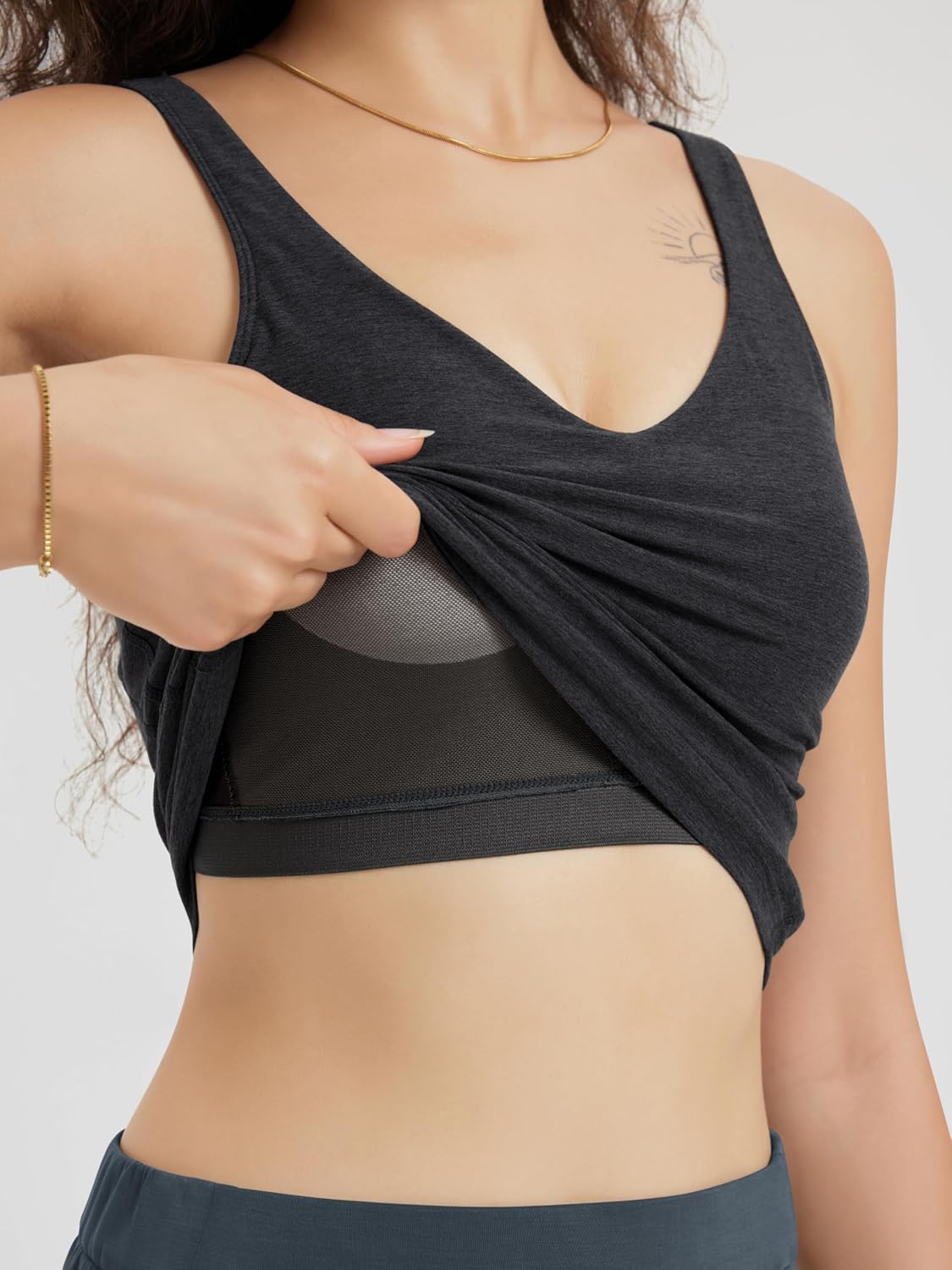 ODODOS Women's Tank Top with Built in Bra - Buttery Soft U Back Light Support Workout Yoga Sports Bra