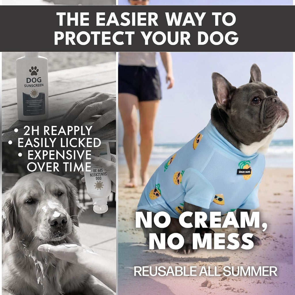 Spark Paws Sunblock Dog T-Shirt, SPF 30 UV Sun Protection, Summer Cooling
