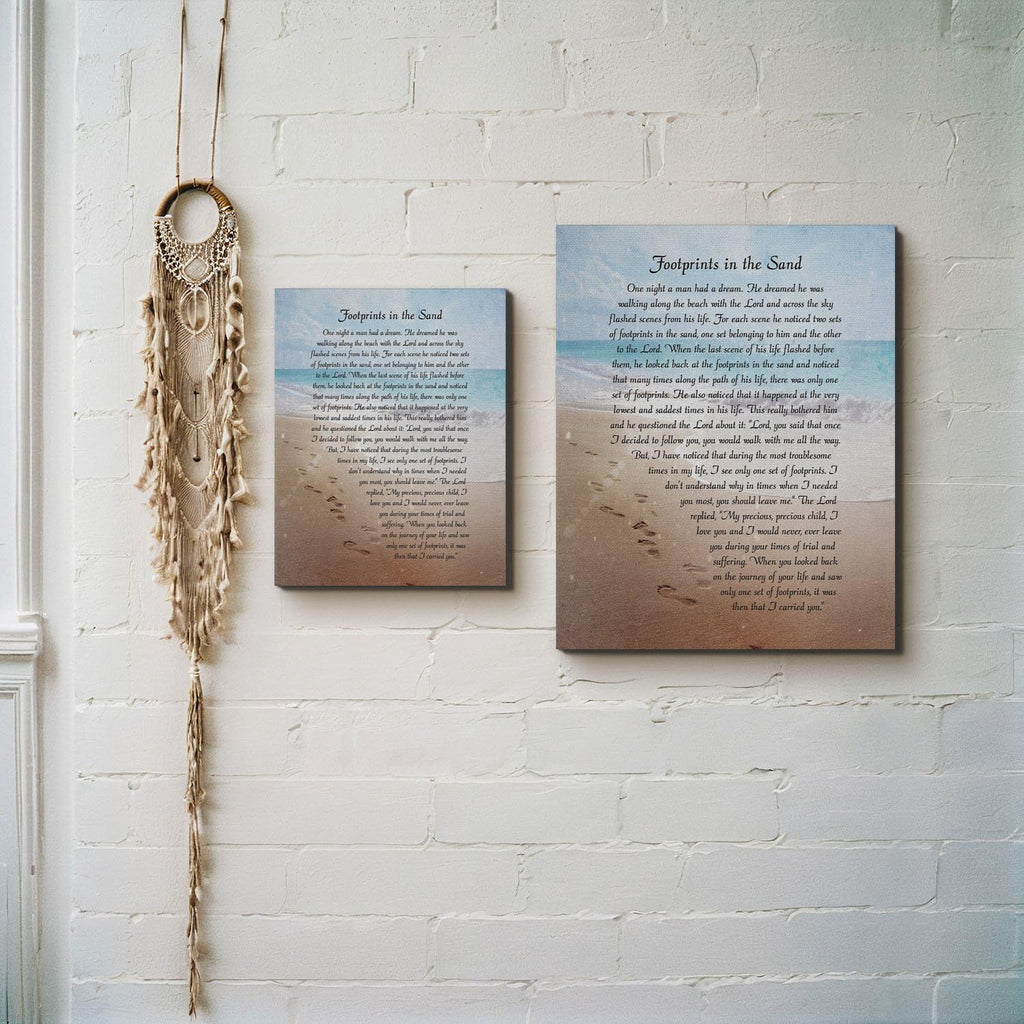 Footprints in the Sand Wall Decor, Footprints in the Sand Inspirational Wall Art, Beach Decor, Christian Gifts for Men and Women Chrisitan Wall Decor, Sympathy Gift.Ready To Hang, C2102-11x14