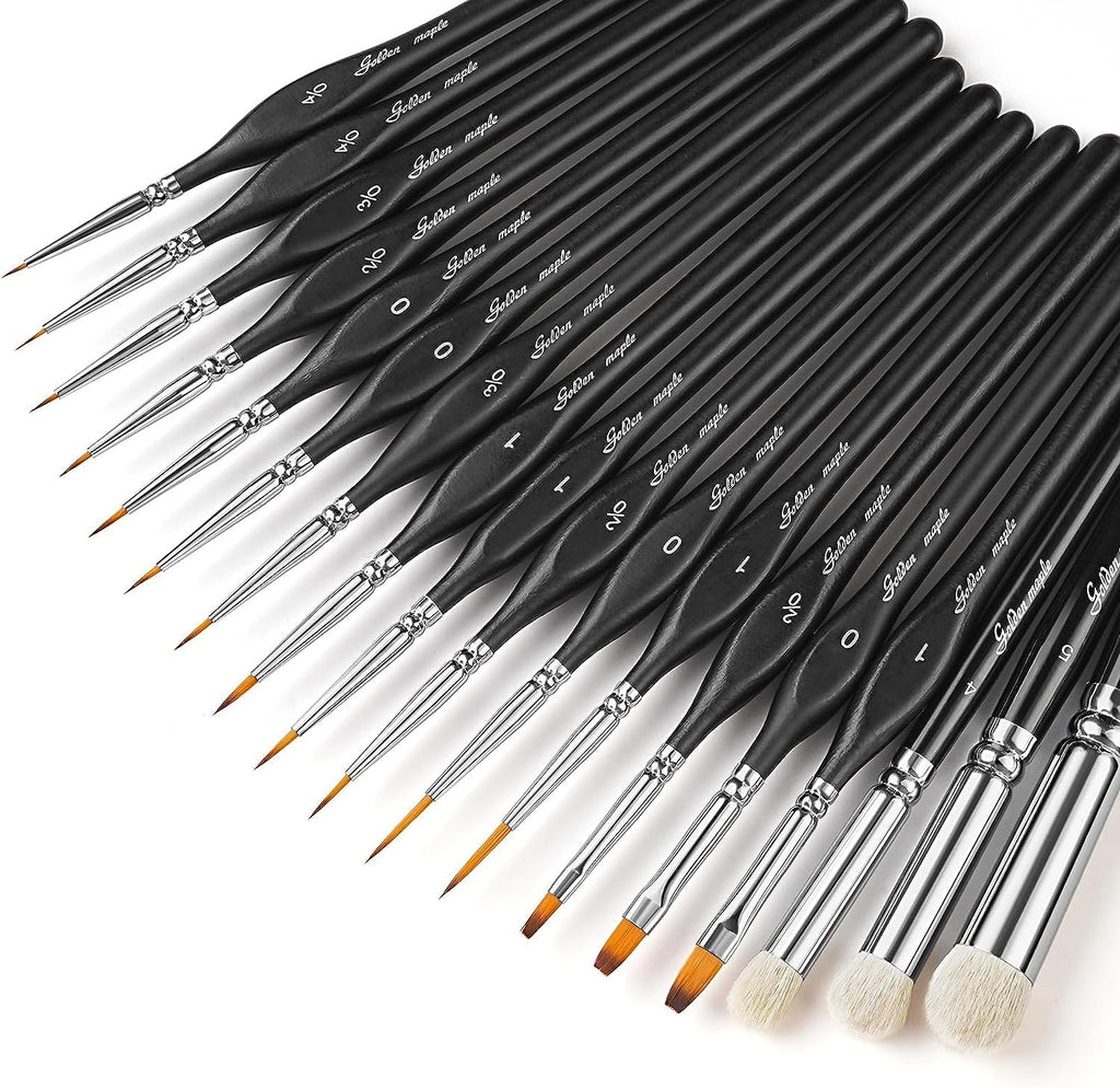 Golden Maple Dry Brush Miniature Painting, 18PC Miniature Paint Brushes Model Brushes Micro Detail Paint Brush Set, Fine Detailing for Acrylics, Watercolors, Models, Figurine
