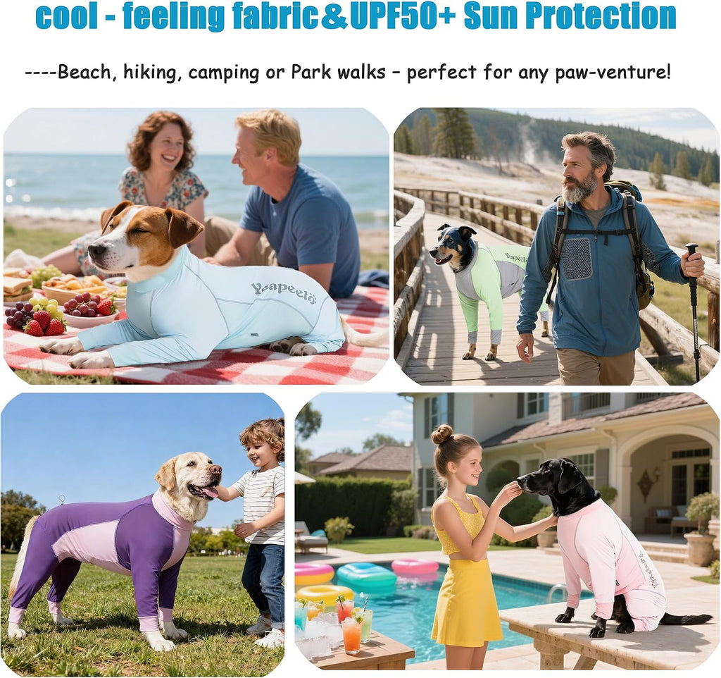 Dog Sun Protection Cooling Suit UPF 50+, Quick-Dry Breathable Jumpsuit for Large & Medium Dogs, Outdoor Dirt-Resistant Shedding Control Pet Apparel (Ice Blue, 7X-Large)