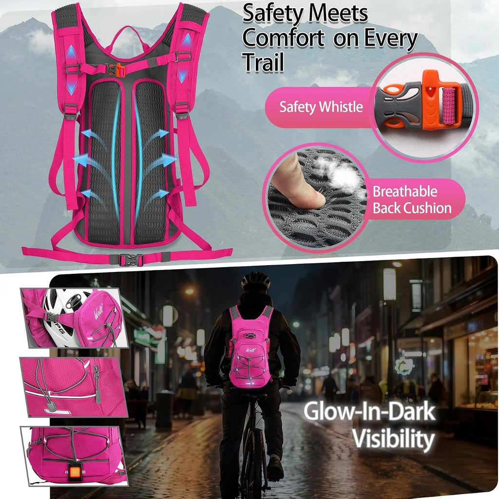 WOLT Hydration Backpack 18L Hiking Water Backpack with 2L Water Bladder for Men Women, Hydration Pack for Running Cycling Biking and Climbing