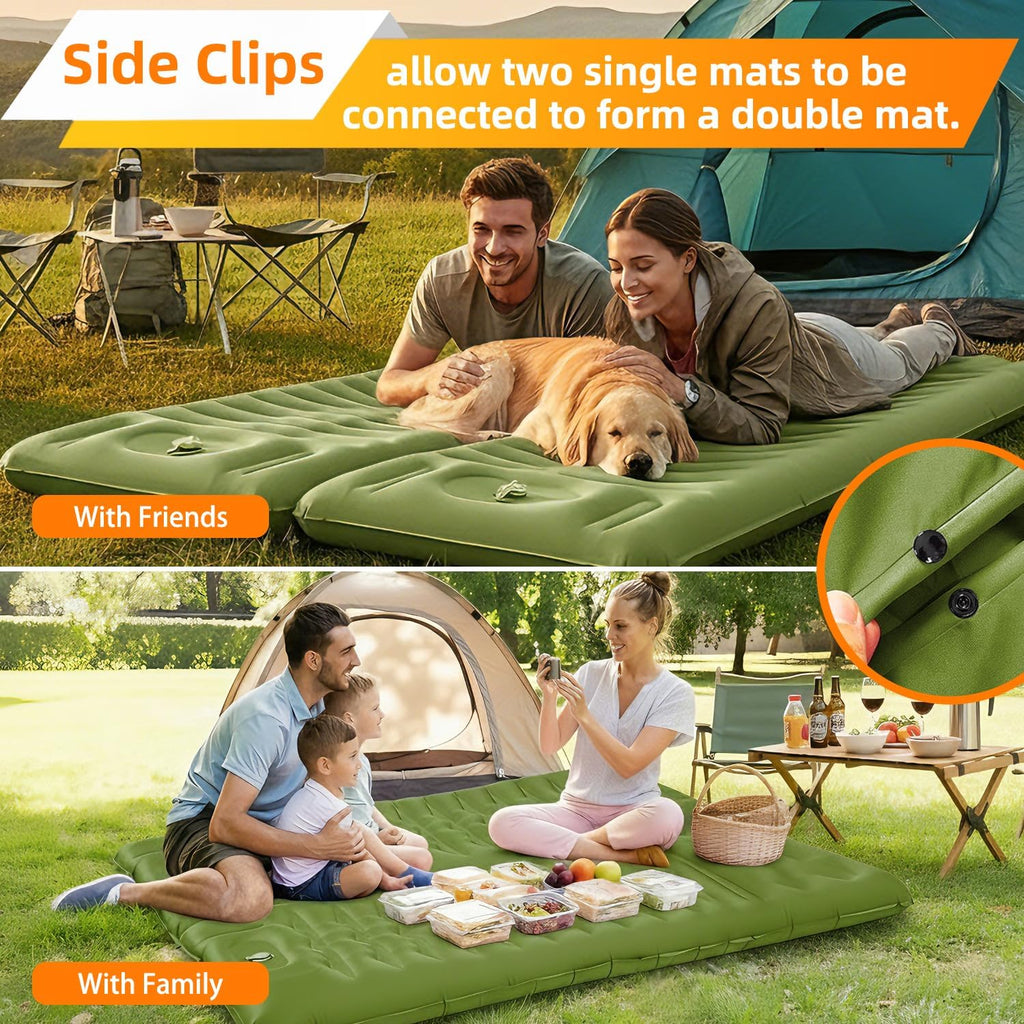 Camping Sleeping Pad, Extra Thick 5 Inch with Built-in Pillow & Foot Pump