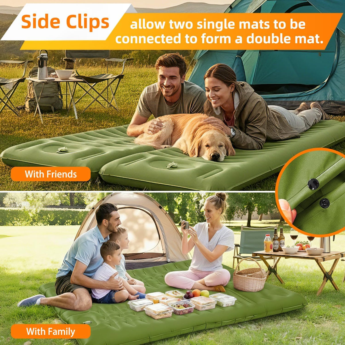 Camping Sleeping Pad, Extra Thick 5 Inch with Built-in Pillow & Foot Pump