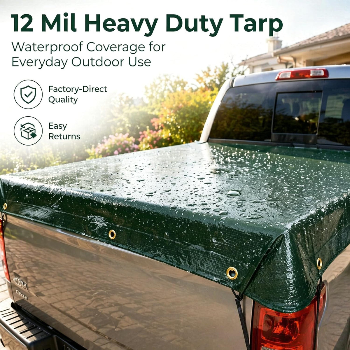 Heavy Duty Waterproof Tarp 12x16 ft, 12 Mil Thick Polyethylene
