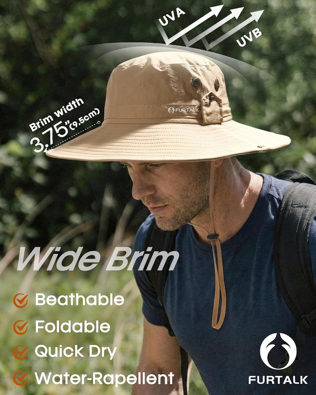 FURTALK Sun Hats for Men Fishing Hat UPF Protection Wide Brim Bucket Hat