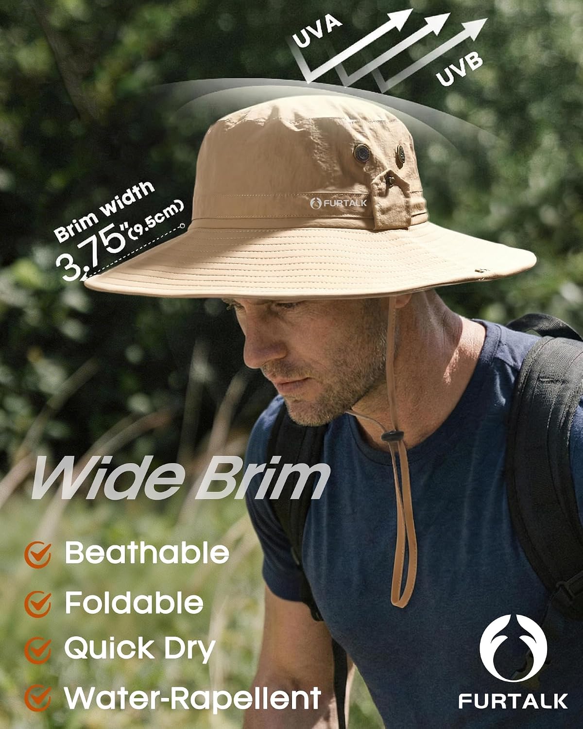 FURTALK Sun Hats for Men Fishing Hat UPF Protection Wide Brim Bucket Hat