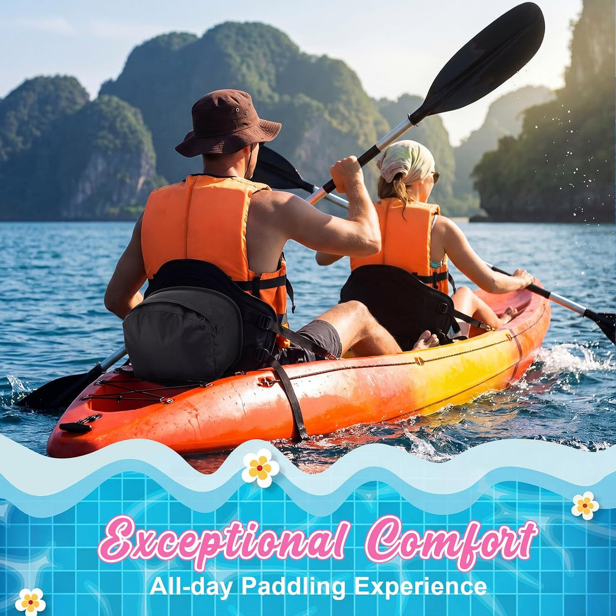 Vinsot 2 Set Kayak Paddle Board Seat Back Support,Pink Leopard