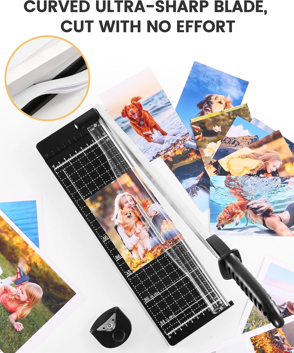 MAKEASY Paper Cutter 12 Inch, 12 Sheet Capacity, Heavy Duty Paper Cutter for Cardstock, Guillotine Paper Trimmer for Crafting, Classroom and Office
