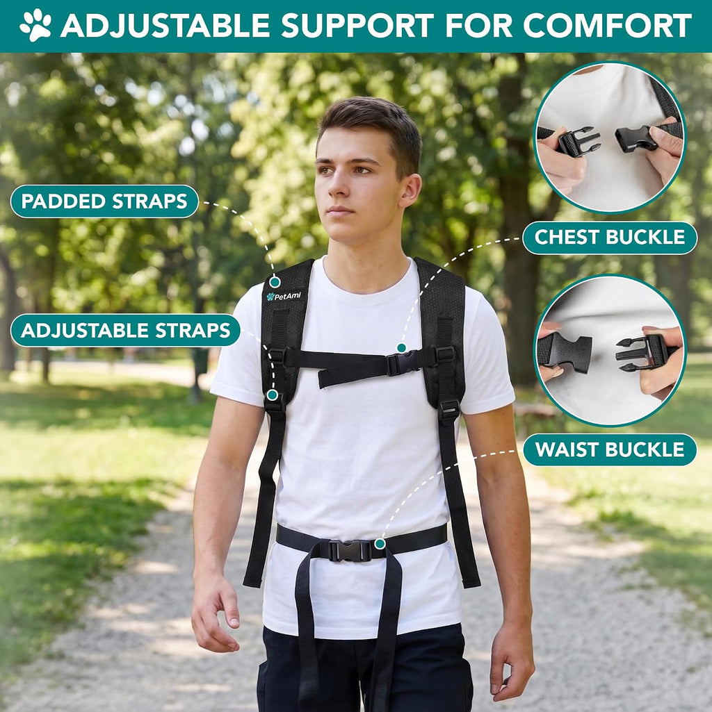 PetAmi Expandable Dog Cat Backpack Carrier, Airline Approved, Black