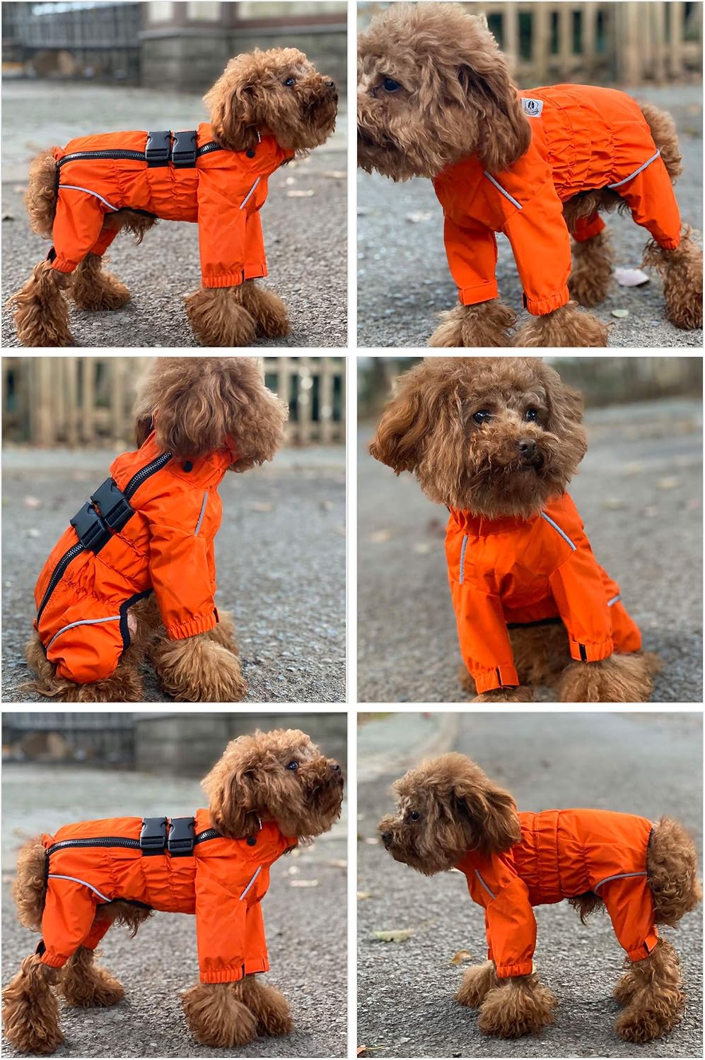 Lovelonglong Waterproof Dog Raincoat – 4-Leg Full Body Dog Rain Suit with Reflective Strips & Leash Opening, Outdoor Dog Jacket for Rainy Weather