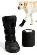 Dog Paw Wound Recovery Boot with Self-Adhering Pet Bandage, Breathable Paw Protector Kit for Injured Paws,Anti-Slip Shoe & Vet Wrap for Post-Surgery Care, Licking Prevention (1 Boot+1 Roll) S