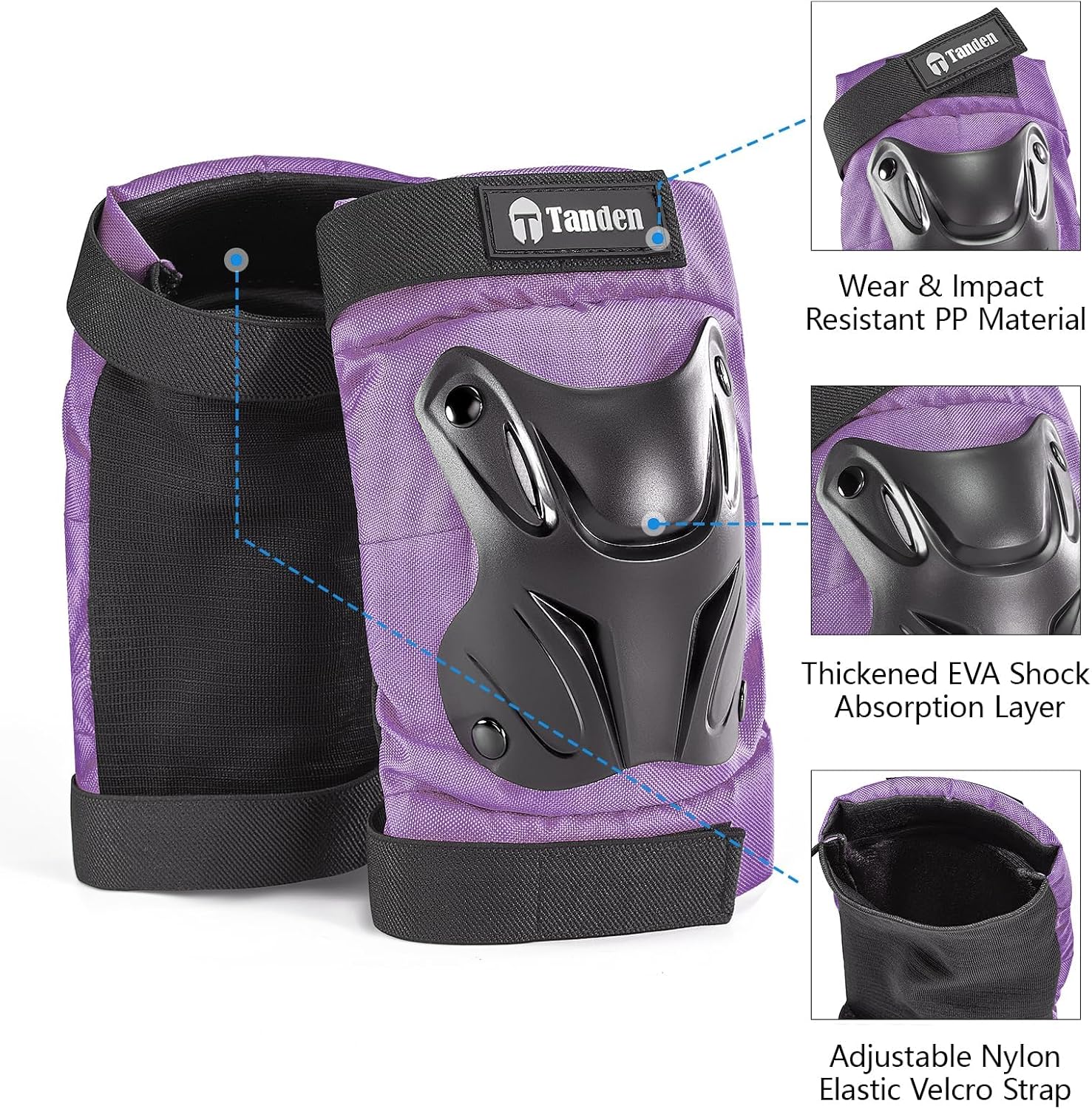 Tanden Skating Protective Gear Knee and Elbow Pads Wrist Guards for Roller Skating Skateboarding, Skate Pads Adult Knee Pads