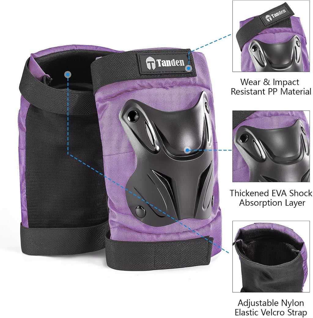 Tanden Skating Protective Gear Knee and Elbow Pads Wrist Guards for Roller Skating Skateboarding, Skate Pads Adult Knee Pads
