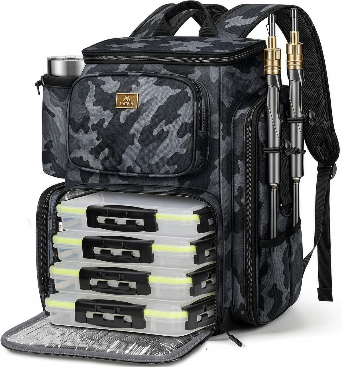 MATEIN Pro Fishing Backpack with 4 Tackle Boxes, 3600 Tackle Box Backpack
