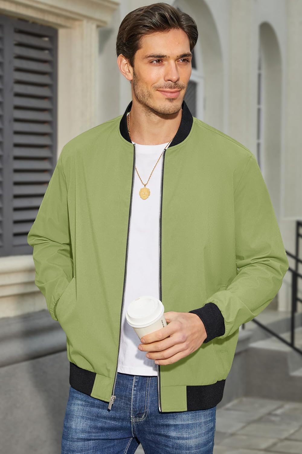 MAGCOMSEN Men's Bomber Jacket Lightweight Full Zip Windbreaker Jackets