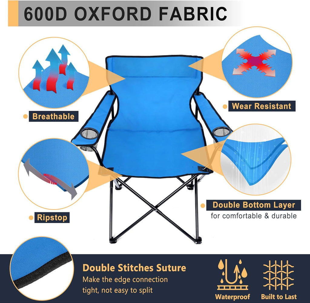 Joyfair Camping Chairs for Lawn & Beach, Large for Adults, Blue