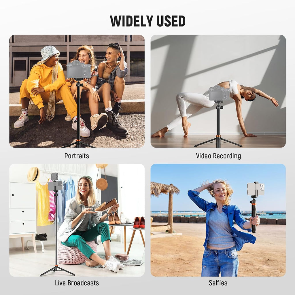 NEEWER Basics 59" Selfie Stick Tripod Compatible with iPhone Canon Sony