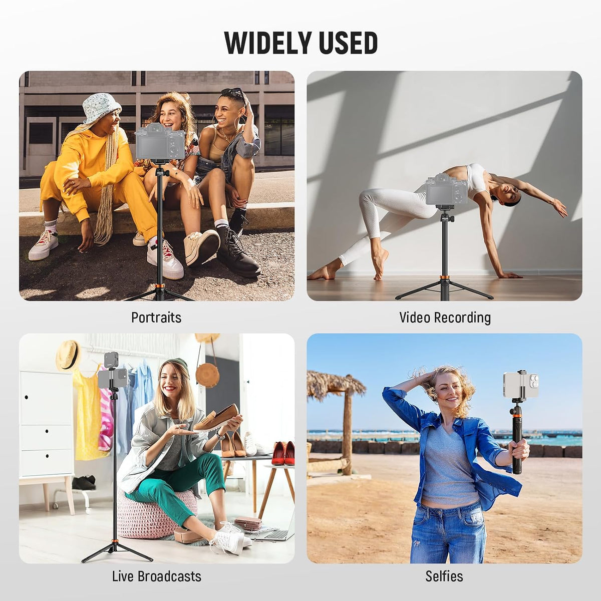 NEEWER Basics 59" Selfie Stick Tripod Compatible with iPhone Canon Sony