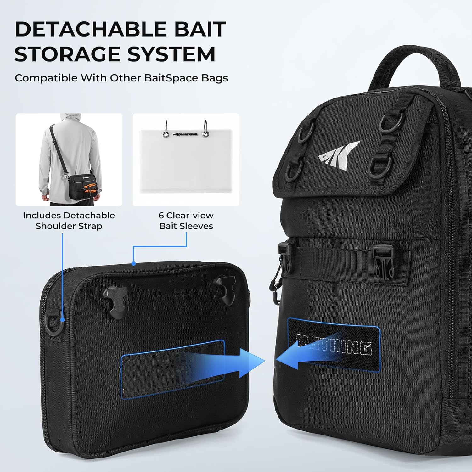 KastKing BaitSpace Fishing Sling Bag, Fishing Backpack with Rod Holder