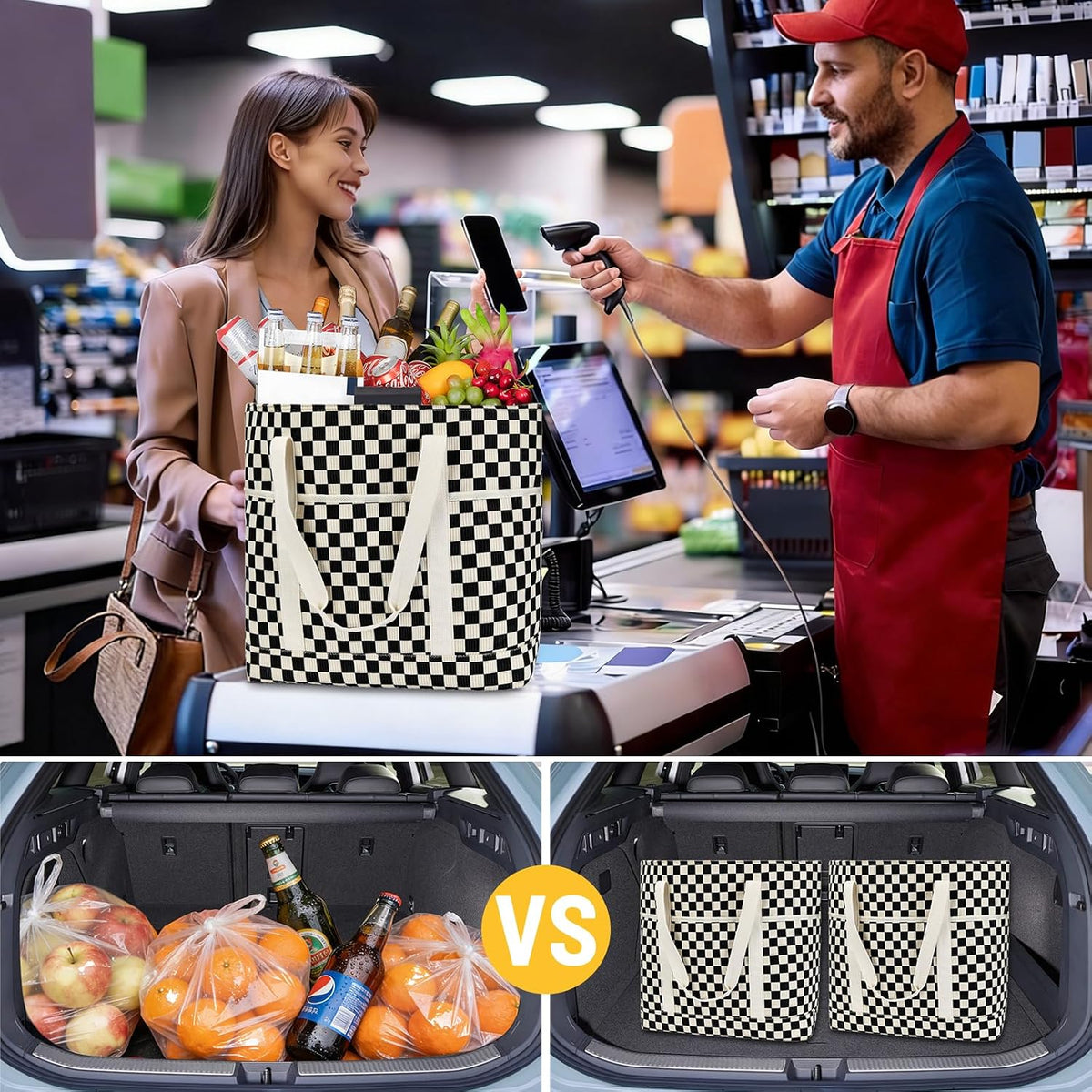 Corduroy Insulated Cooler Tote Bag for Grocery Shopping, Beach