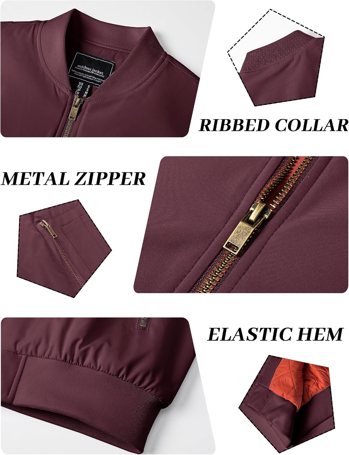KEFITEVD Men's Bomber Jackets Winter Windbreaker Warm Full Zip Casual Coats