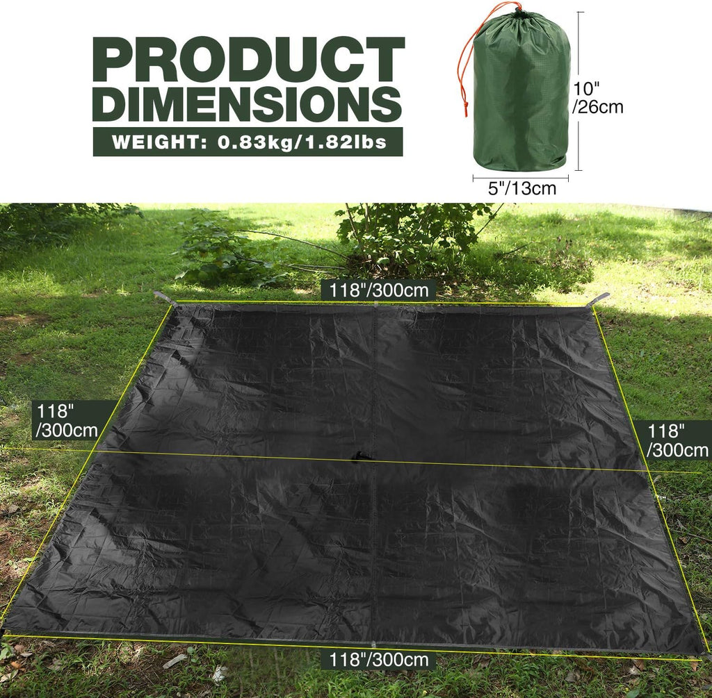REDCAMP Hammock Rain Fly Camping Tarp Waterproof, 10x10ft Lightweight Backpacking Rain Tarp Shelter for Hiking Outdoor, Black