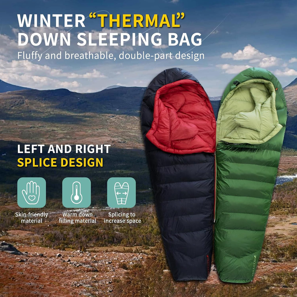 Down Backpacking Sleeping Bag 620FP, Lightweight Sleeping Bag for Adult Backpacking, Hiking, Camping. with Compression Bag.