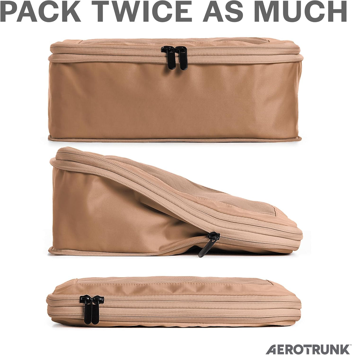 Aerotrunk Compression Packing Cubes for Travel, 6-Pack, Mocha