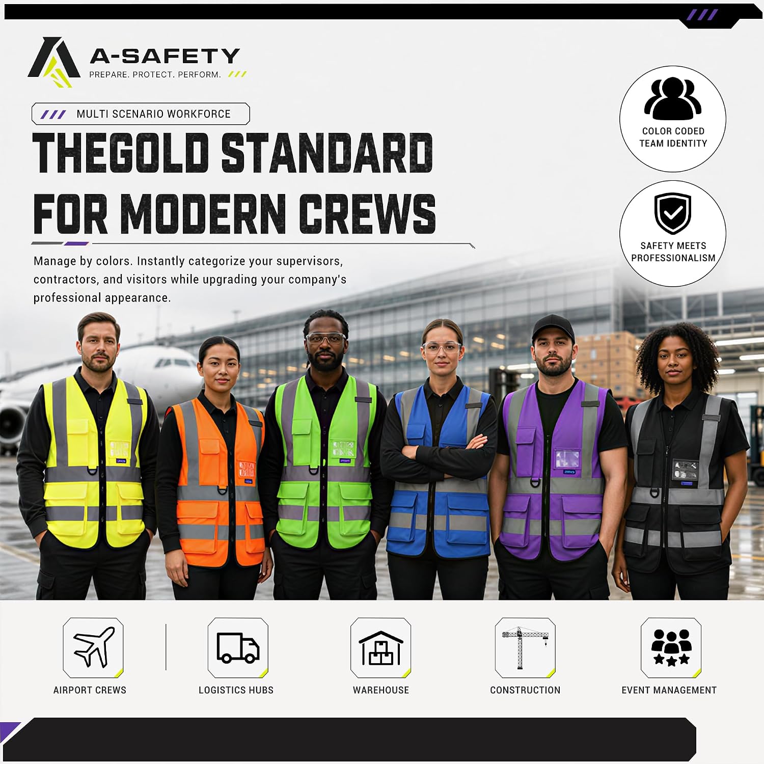 A-SAFETY High Visibility Reflective Safety Vest Customize Logo (XS-8XL)